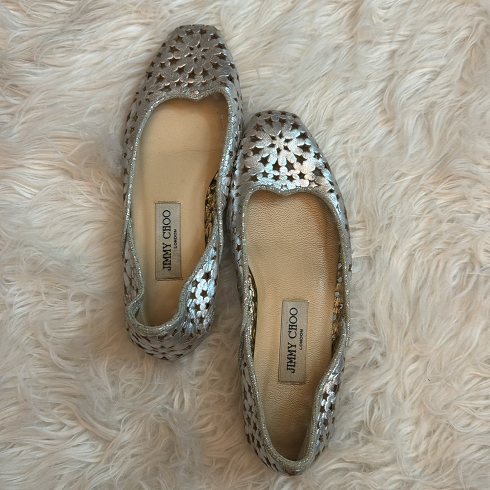 Silver Jimmy Choo flats